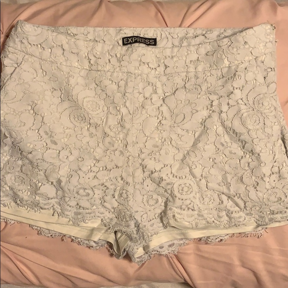 White Lace Shorts (Express)